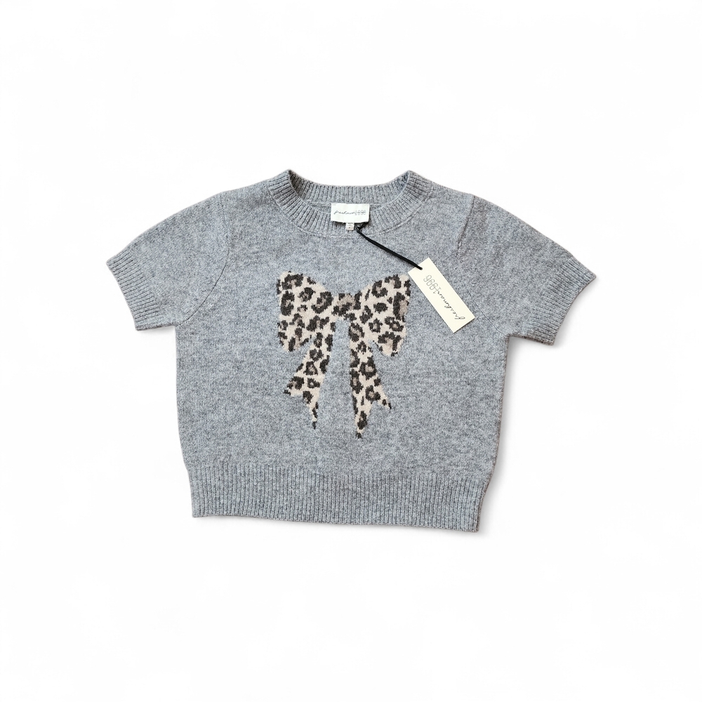 Freshman Gray Sweater with Leopard Bow